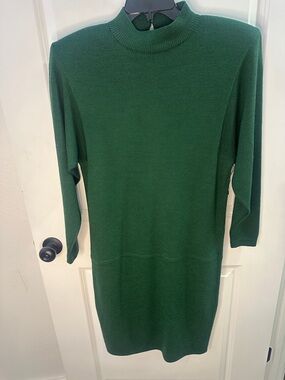 St. John For Saks Fifth Avenue Vintage Green Knit Sweater Dress Size 10
